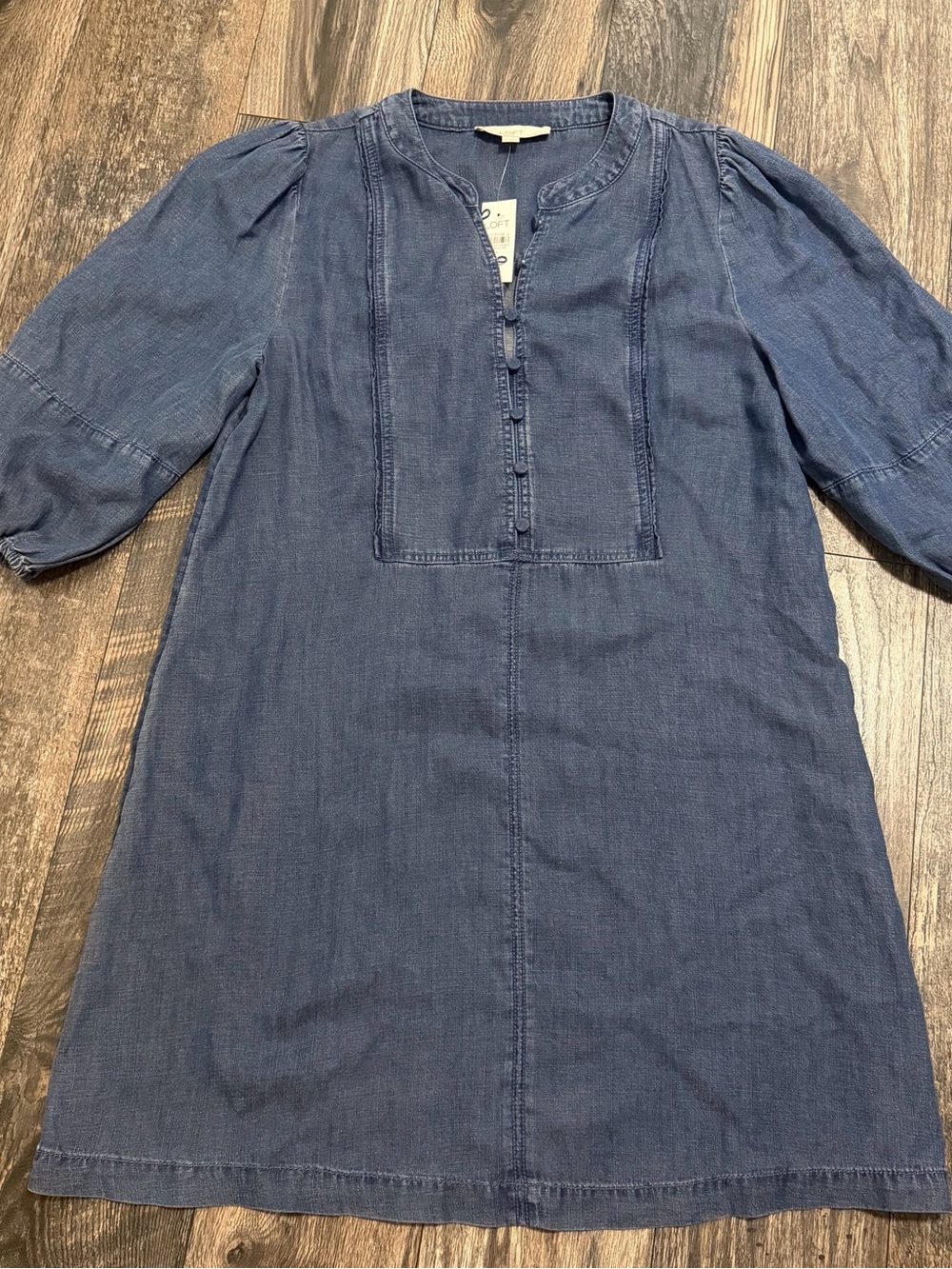 NWT Loft Women’s Denim Dress Button Front Blousy Sleeves Medium